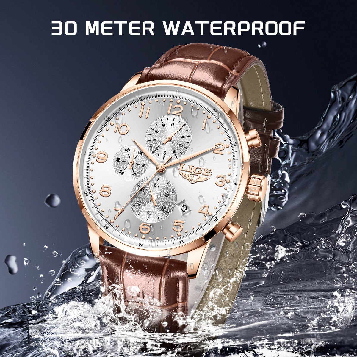 Leather Belt Waterproof Mens Business Mechanical Watch