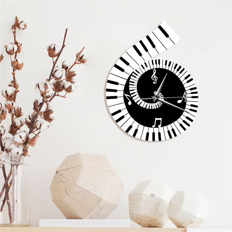 Musical Treble Clef Piano Keyboard Wall Clock