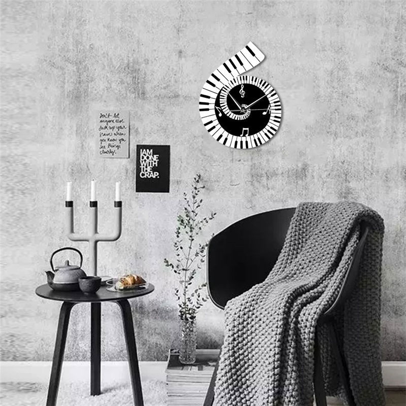 Musical Treble Clef Piano Keyboard Wall Clock
