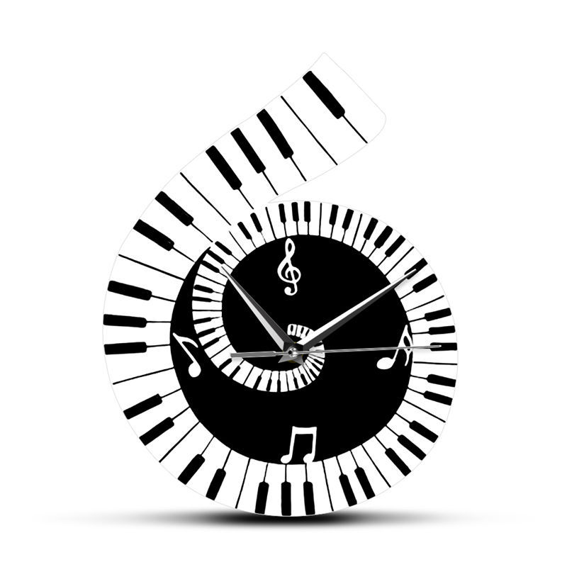 Musical Treble Clef Piano Keyboard Wall Clock