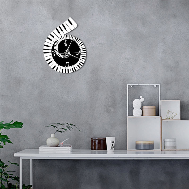 Musical Treble Clef Piano Keyboard Wall Clock