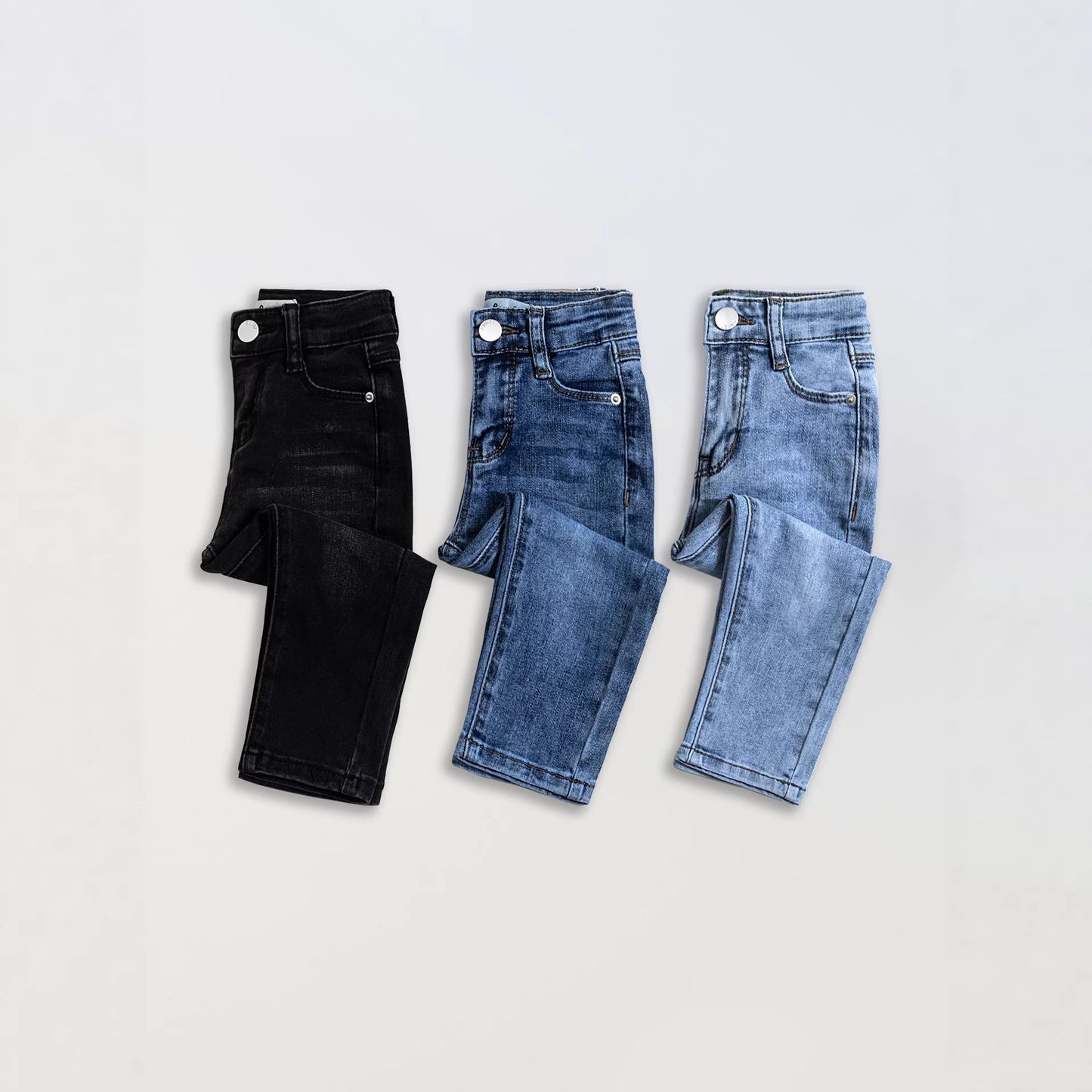 Basic-Style Girls Denim Stretch Trousers