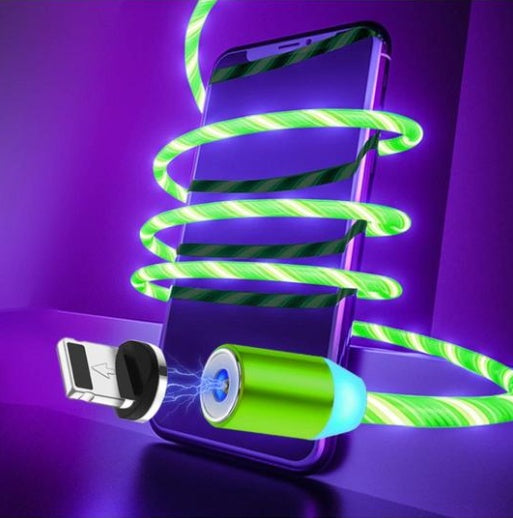 Flowing light magnetic data cable 📱 Apple & Android