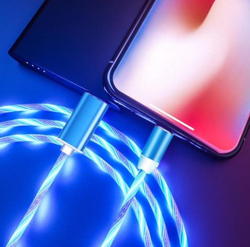 Flowing light magnetic data cable 📱 Apple & Android