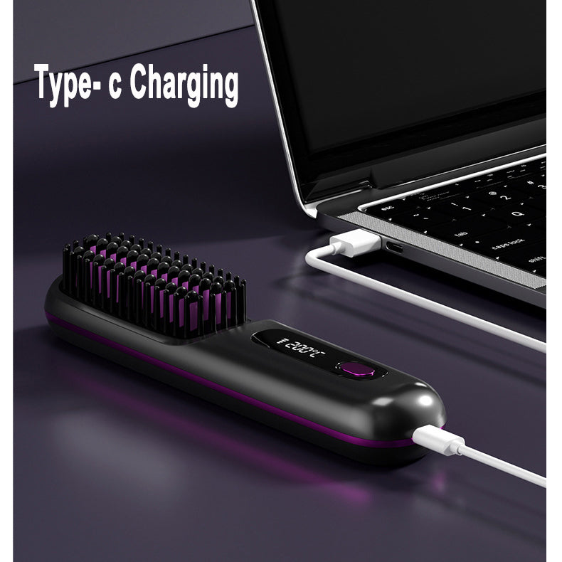 Fast Heating USB Rechargeable Hair Straightener Comb