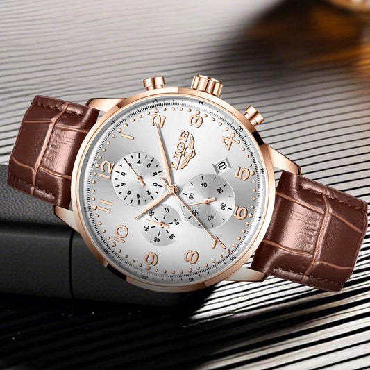 Leather Belt Waterproof Mens Business Mechanical Watch