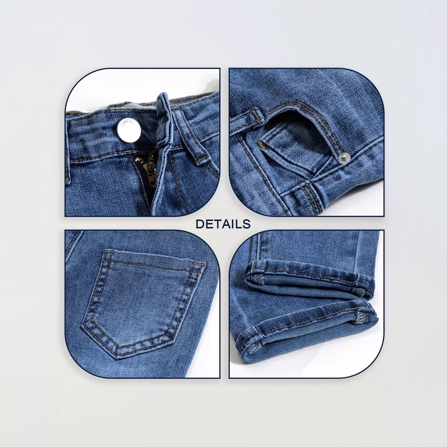 Basic-Style Girls Denim Stretch Trousers