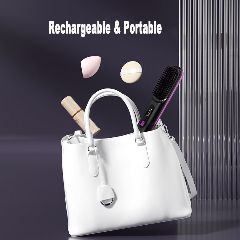 Fast Heating USB Rechargeable Hair Straightener Comb