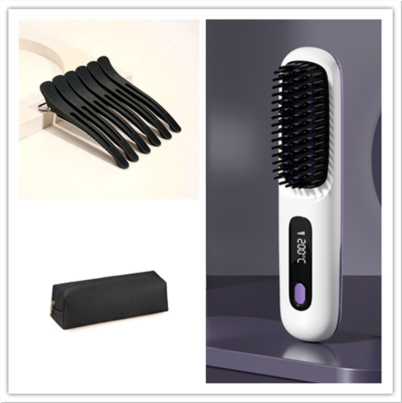 Fast Heating USB Rechargeable Hair Straightener Comb