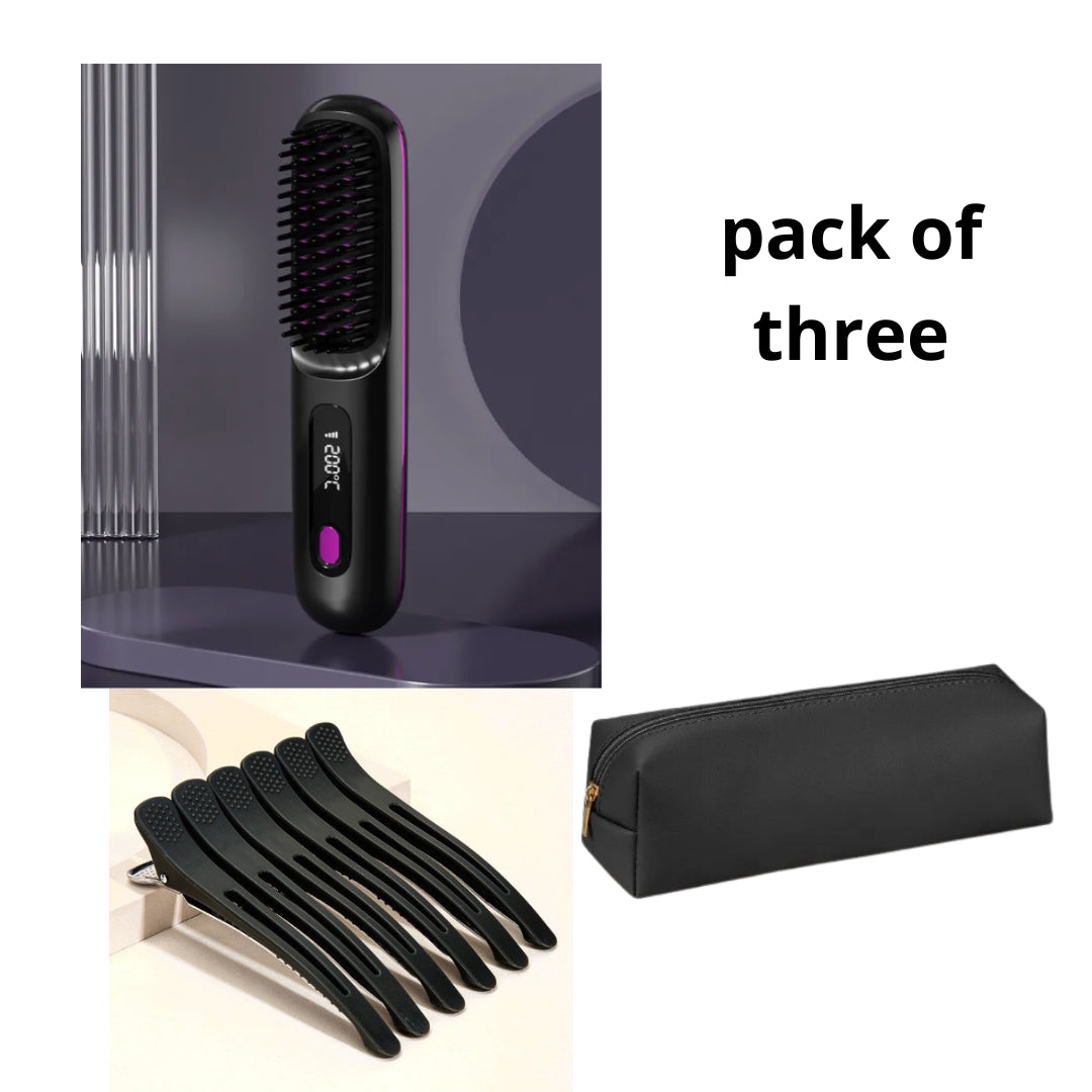 Fast Heating USB Rechargeable Hair Straightener Comb